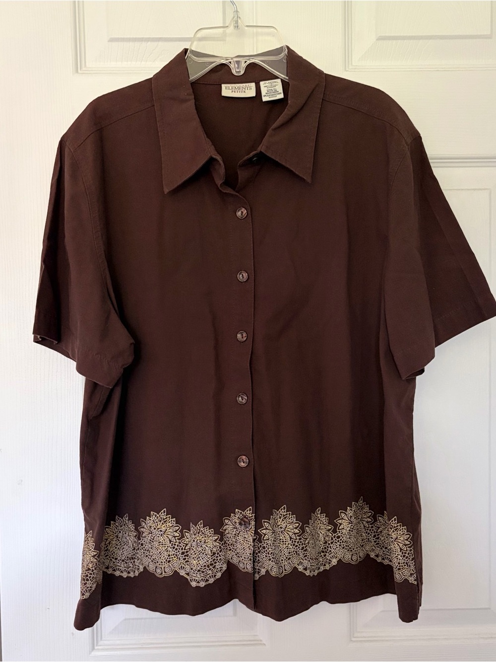 Vintage Brown Short-Sleeve Button-Down Shirt